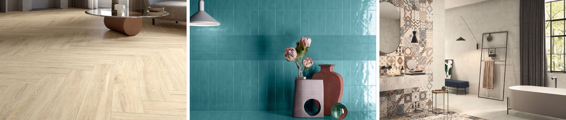 Laying patterns for porcelain stoneware floor tiles