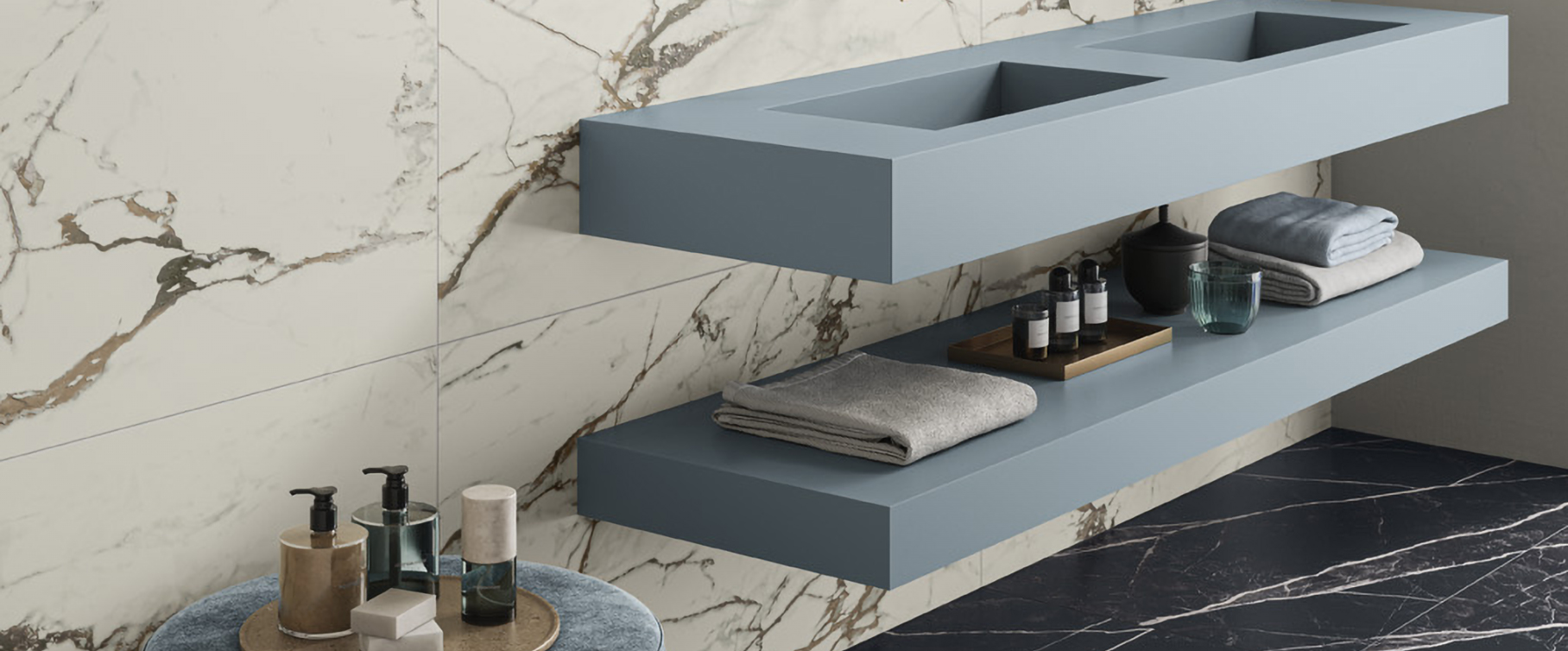 Marmora Lunense Nero Antico – bagno Casalgrande Padana