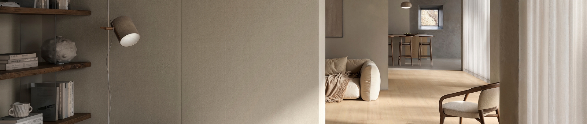 Open plan: décor with porcelain stoneware