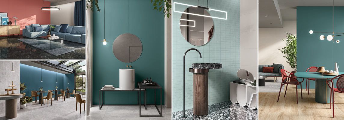 Atelier di Casalgrande Padana: spicchi di arcobaleno in gres porcellanato