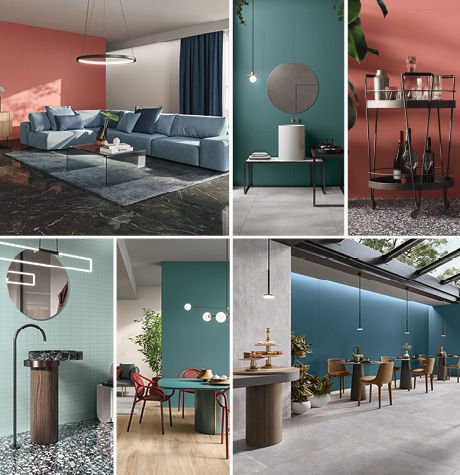 Atelier di Casalgrande Padana: spicchi di arcobaleno in gres porcellanato