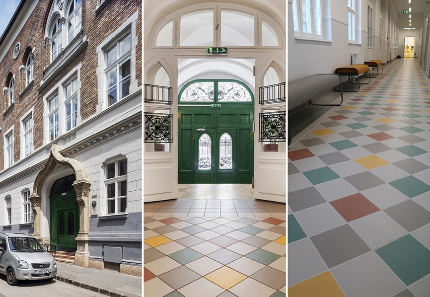 Scuola Szent Gellért: un vivace tappeto in gres porcellanato